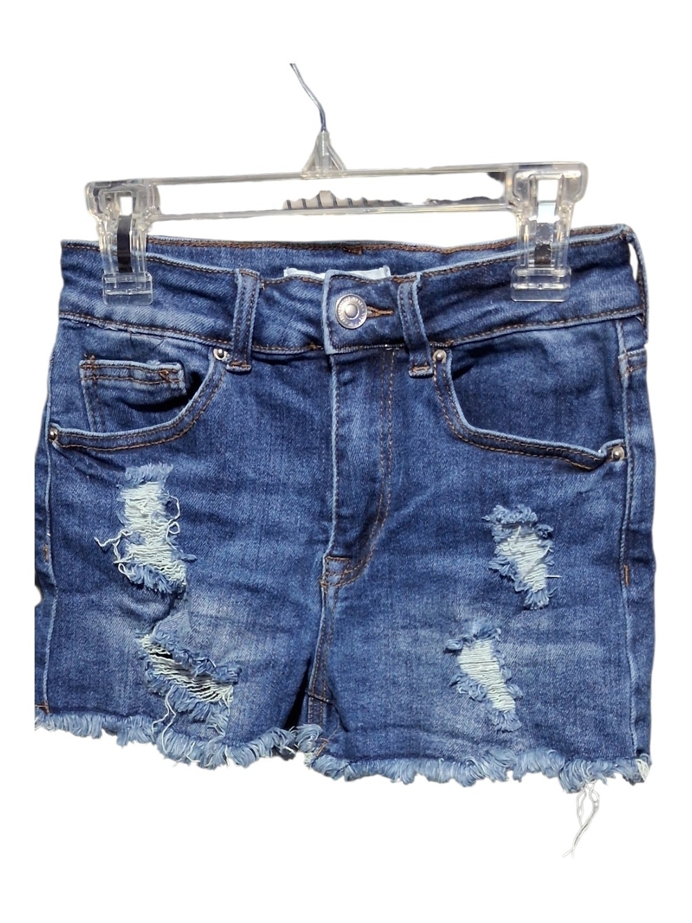 Wax Jean Collection Womens Distressed Blue Denim Shorts